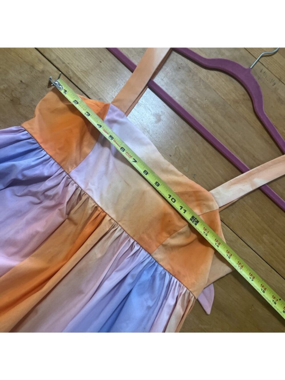 FRNCH Elegant Orange Maxi Dress Alyssa Sunset Women’s XS Orange Purple Umpire - Picture 5 of 12